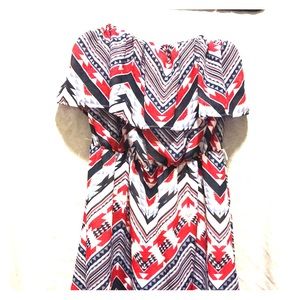Red White & Blue strapless Maxi dress - S